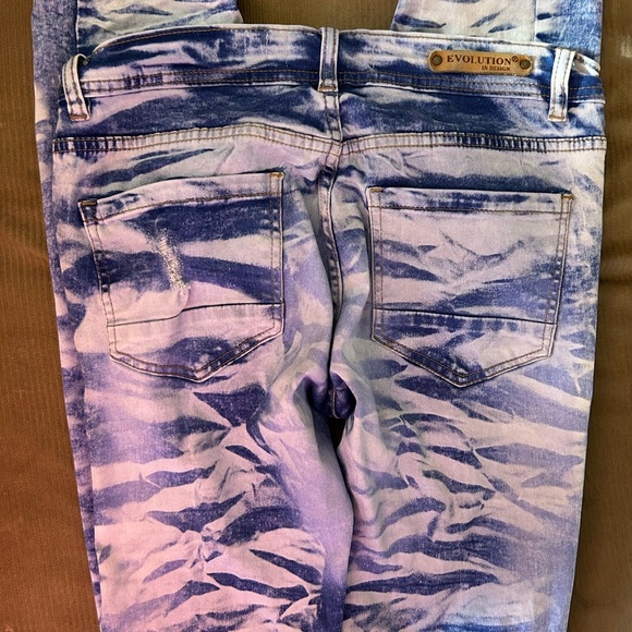 Men's Blue Patterned Straight Jeans - Picture 5 of 13